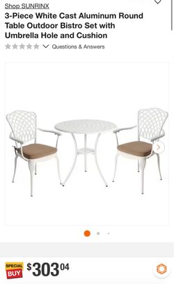 SUNRINX 3-Piece White Cast Aluminum Outdoor Bistro Set