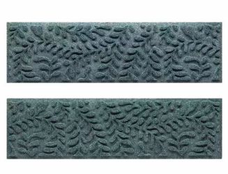 Waterhog Boxwood 8.5 in. x 30 in. PET Polyester Indoor Outdoor Stair Tread Cover (Set of 4) Bluestone.