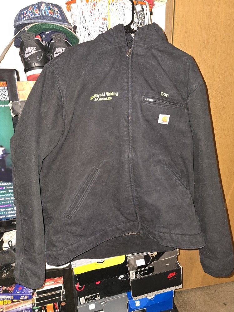 Carhartt Sherpa Lined Washed Duck Hooded Jacket Men’s XLarge  104392-BLK