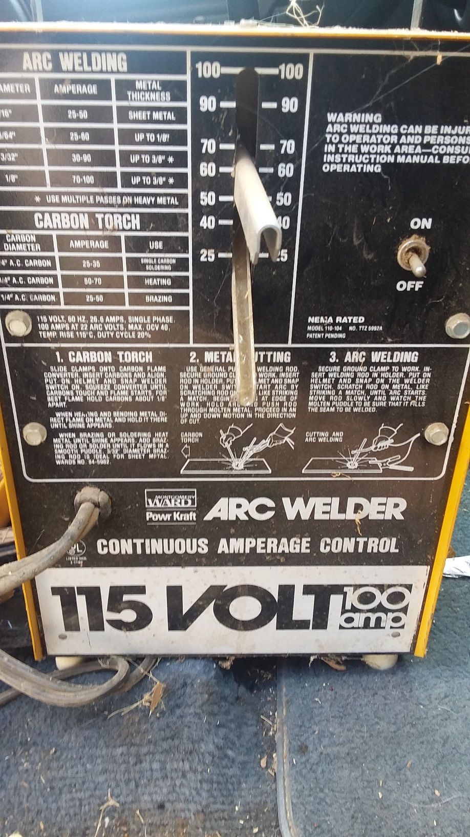 Montgomery ward 115 volt 100 amp arc welder