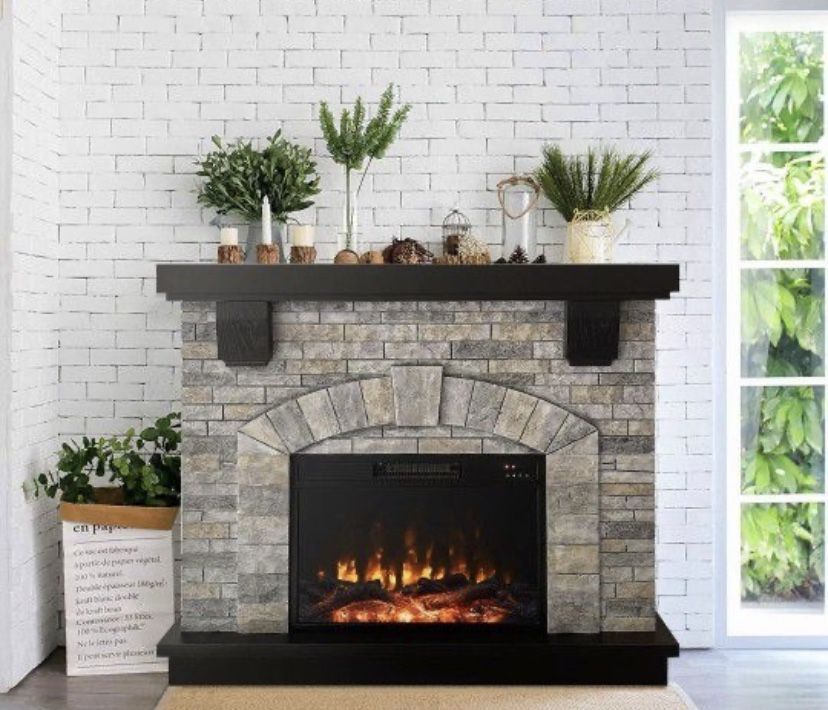 Electric Fireplace with Mantel,