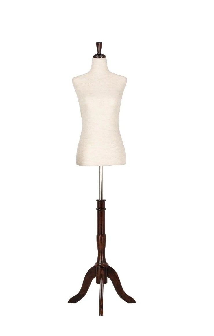 Bonnlo Upgraded Female Dress Form, Mannequin Torso Body with Adjustable Rubber Wood Stand for Dress Jewelry Display (White, 6-8)