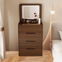 Vanity Desk, Mirror, & Cushioned Bench