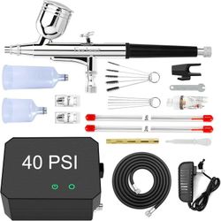 Gocheer Airbrush Kit with Air Compressor, 40 48 PSI High Pressure Air Brush Non-Clogging with 0.2/0.3/0.5mm Nozzle