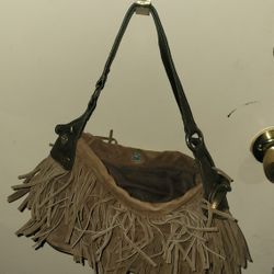 American Eagle Brown Suede Fringed Western Bohemian Shoulder Bag
