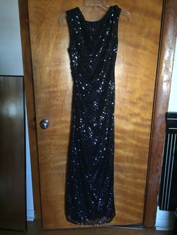 Gorgeously stunning long sequenced navy blue prom/evening dress