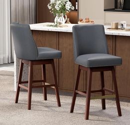 4 Pcs Comfortable Swivel Chair Faux Leather Barstools 29-Inch Island Chairs with Back