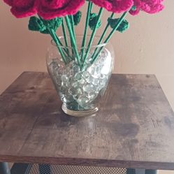 Crochet Flowers In Vase