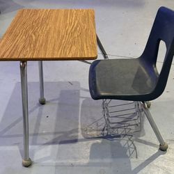 School Desk W Book Basket 