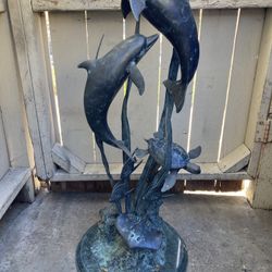 Large Bronze Sculpture with Marble Base 