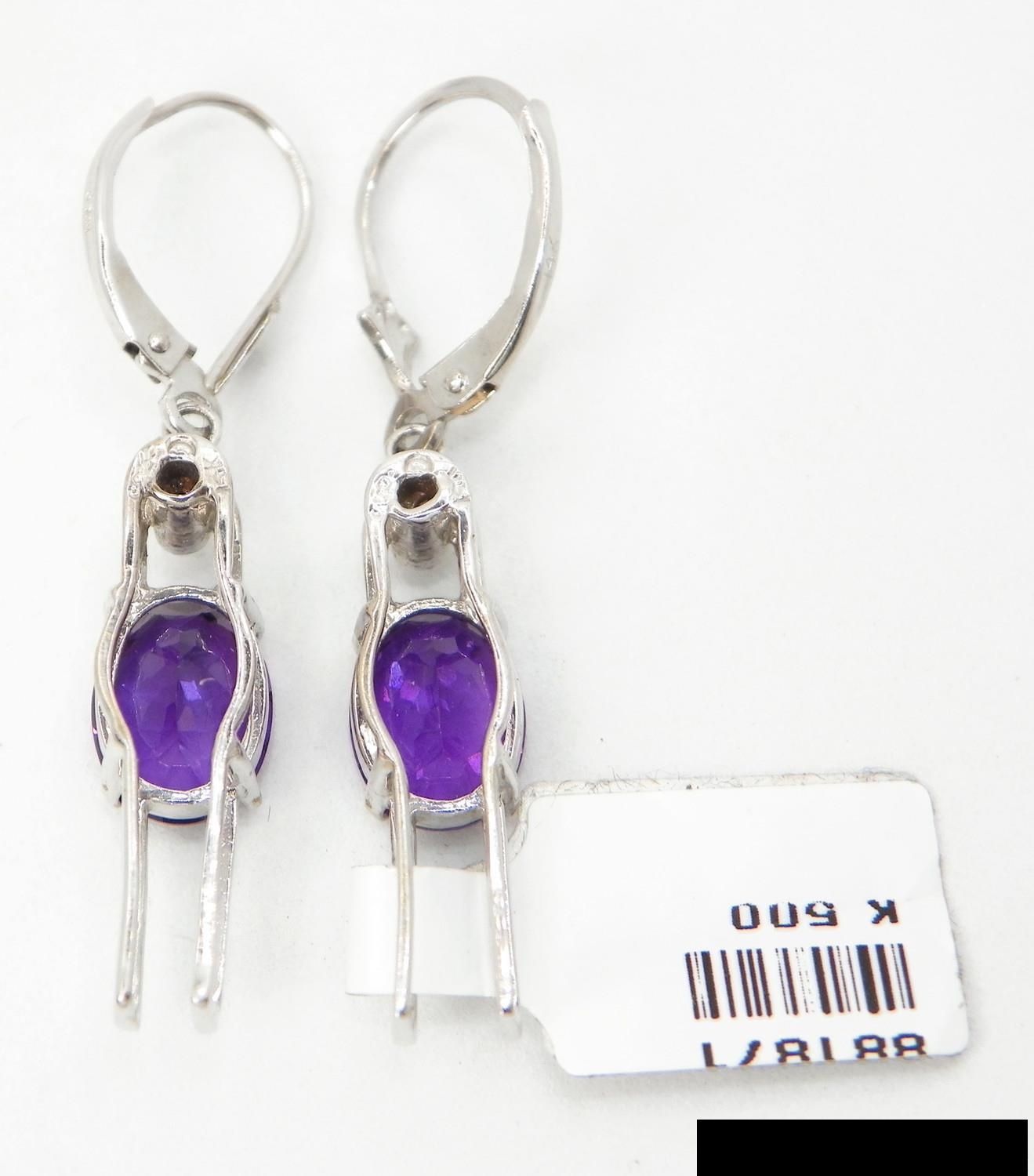 3. 42ctw Amethyst & White gold earrings and H/I