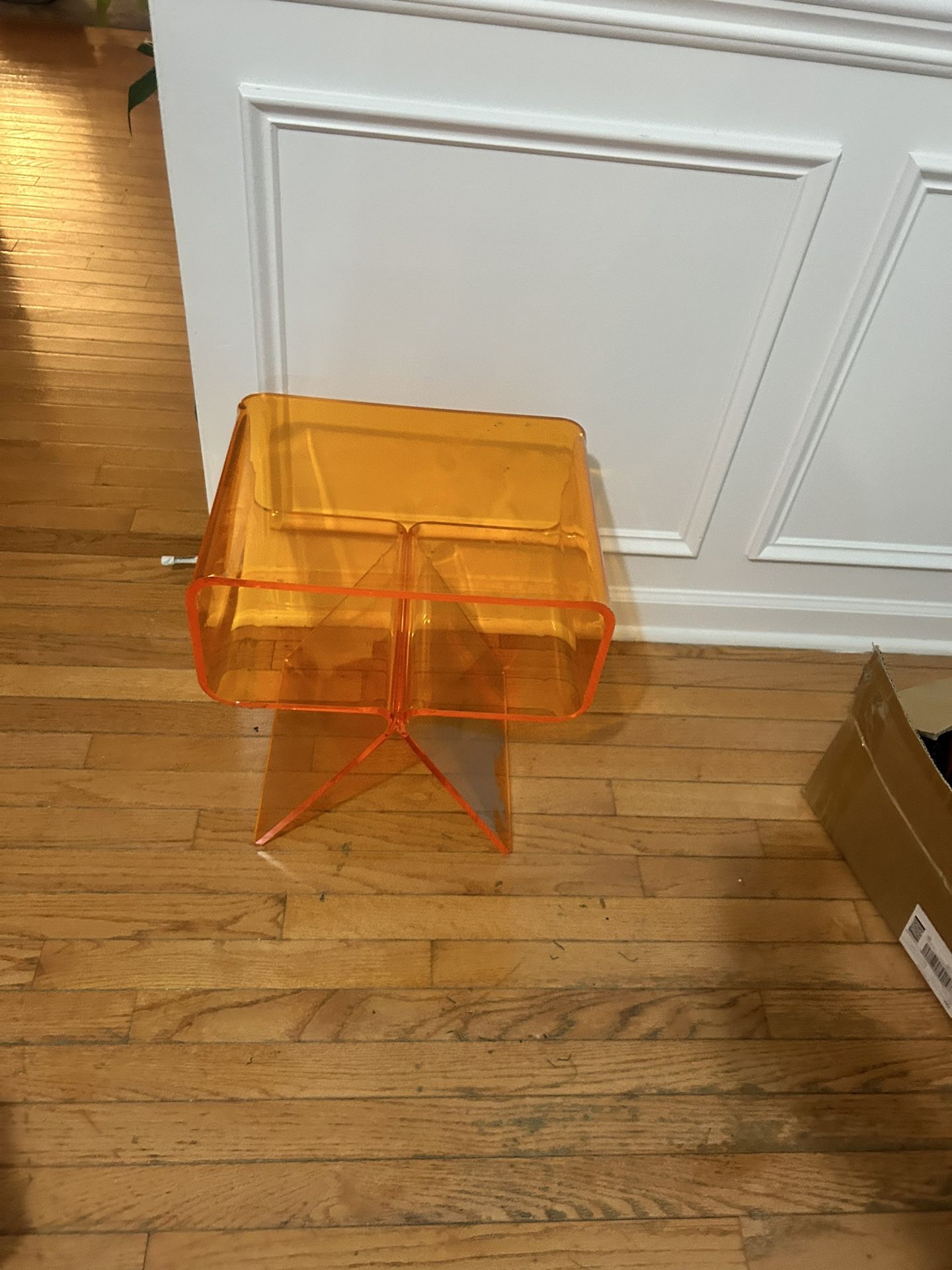 Acrylic Side Table Orange Nightstand 2 Tiers Bedside Table Modern