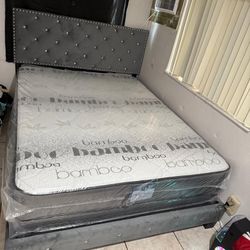 NEW MATTRESS QUEEN SIZE PLUSH WITH BOX SPRING