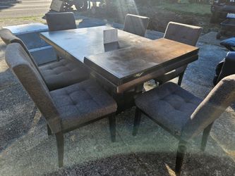 Solid wood w/ leaf & 6 chairs $400