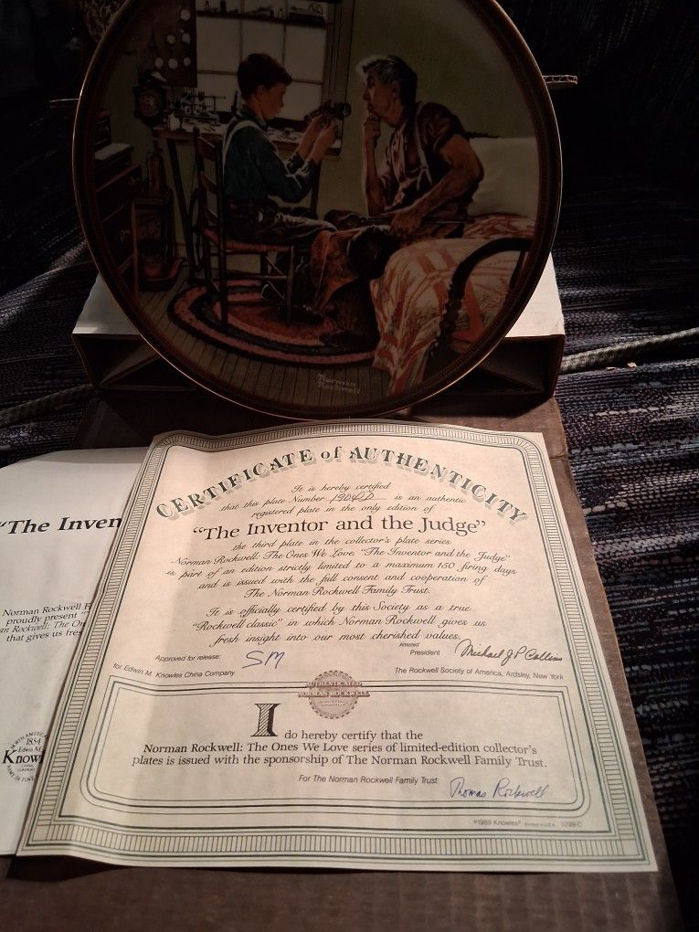 THE INVENTOR AND THE JUDGE Plate Norman Rockwell: The Ones We Love
