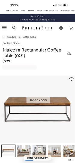 Pottery Barn Malcolm Coffee Table