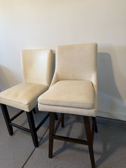 Set of 2 Cream Upholstered Bar Stools