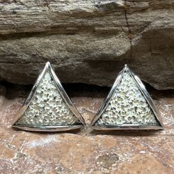Vintage Triangle Clip On Statement Earrings 