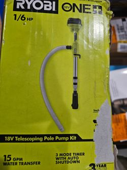 Ryobi 18V 1/6 HP Telescoping Pole Pump with 2.0 AH Battery & Charger