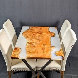 Epoxy River Dining Table Handmade By Me With Highly Figured Maple Wood From Washington State 