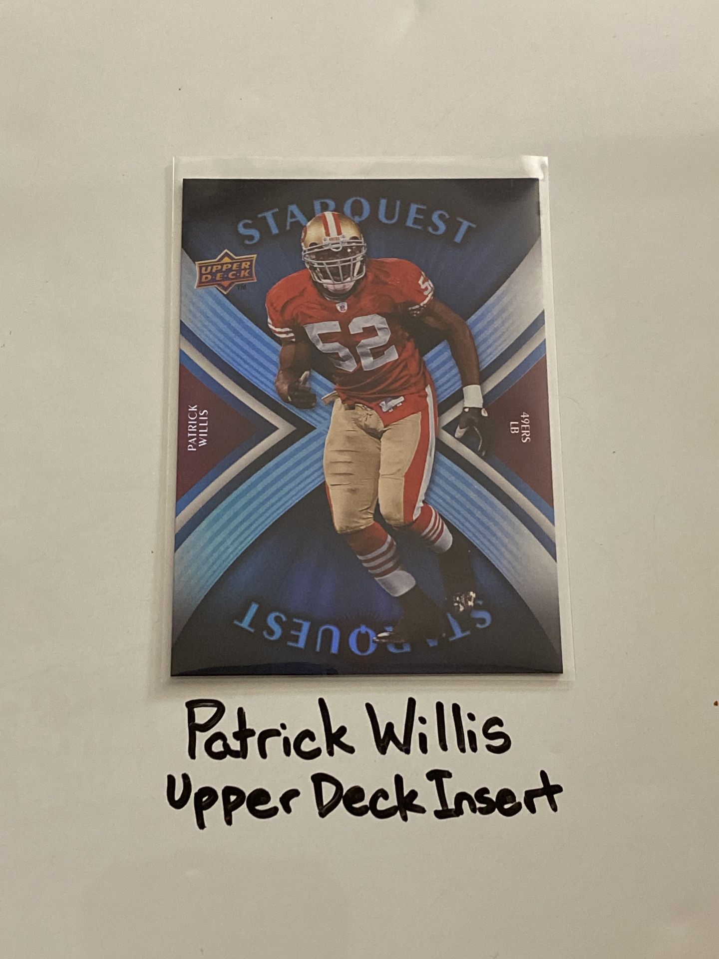Patrick Willis San Francisco 49ers Hall of Fame LB Upper Deck Short Print Insert Card.