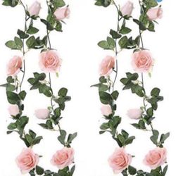 Felice Arts 2 in 1 Pink Artificial Floral Garland 13 FT Fake Rose Vine Hanging Rose Garland for Wedding Flowers Table Centerpiece Arrangement Room Bab