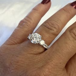 NEW! 3CTW. Round Brilliant Genuine Moissanite Gemstone Engagement / Promise Ring, Please See Details ❤️