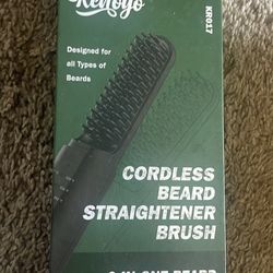 REHOYO Beard Straightener for Men, Portable Cordless Hair Straightener, Anti-Scald Heated Brush