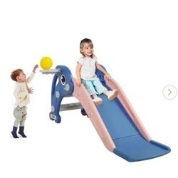 Toddler Slide Freestanding Kids Climbing Sliding Fun Toy Indoors/Outdoors, Blue