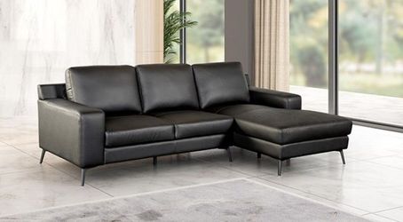 Black Leather Sectional