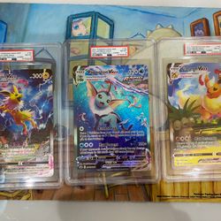 Pokémon Card TCG PSA 9 Flareon Jolteon Vaporeon Vmax Jumbo Cards