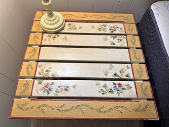 Hand-Painted Floral Wooden Folding Tray Table - Vintage