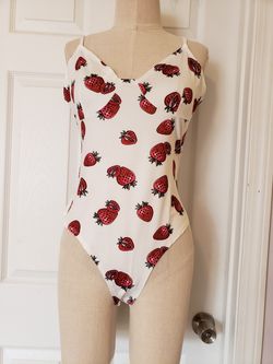 Strawberry Print Bodysuit Size Large New