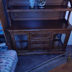 Buffet Cabinet 2 Pc With Shelves 3 Drawers In The Center Beautiful Piece