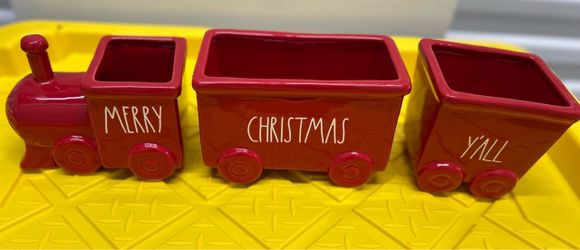 Rae Dunn Merry Christmas Red Ceramic Figural Train