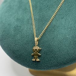 20-Inch 14K Gold Curb Link Necklace with Baby Pendant