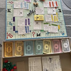 Vintage 1961 Monopoly Parker Bros Real Estate Trading Board Game Complete