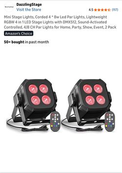 DazzlingStage Mini LED Stage Lights 2 Pack RGBW DMX