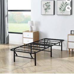 Mainstays Twin 14" High Profile Foldable Steel Platform Bed Frame with Storage Space Under Frame, No Box Spring Required, Black