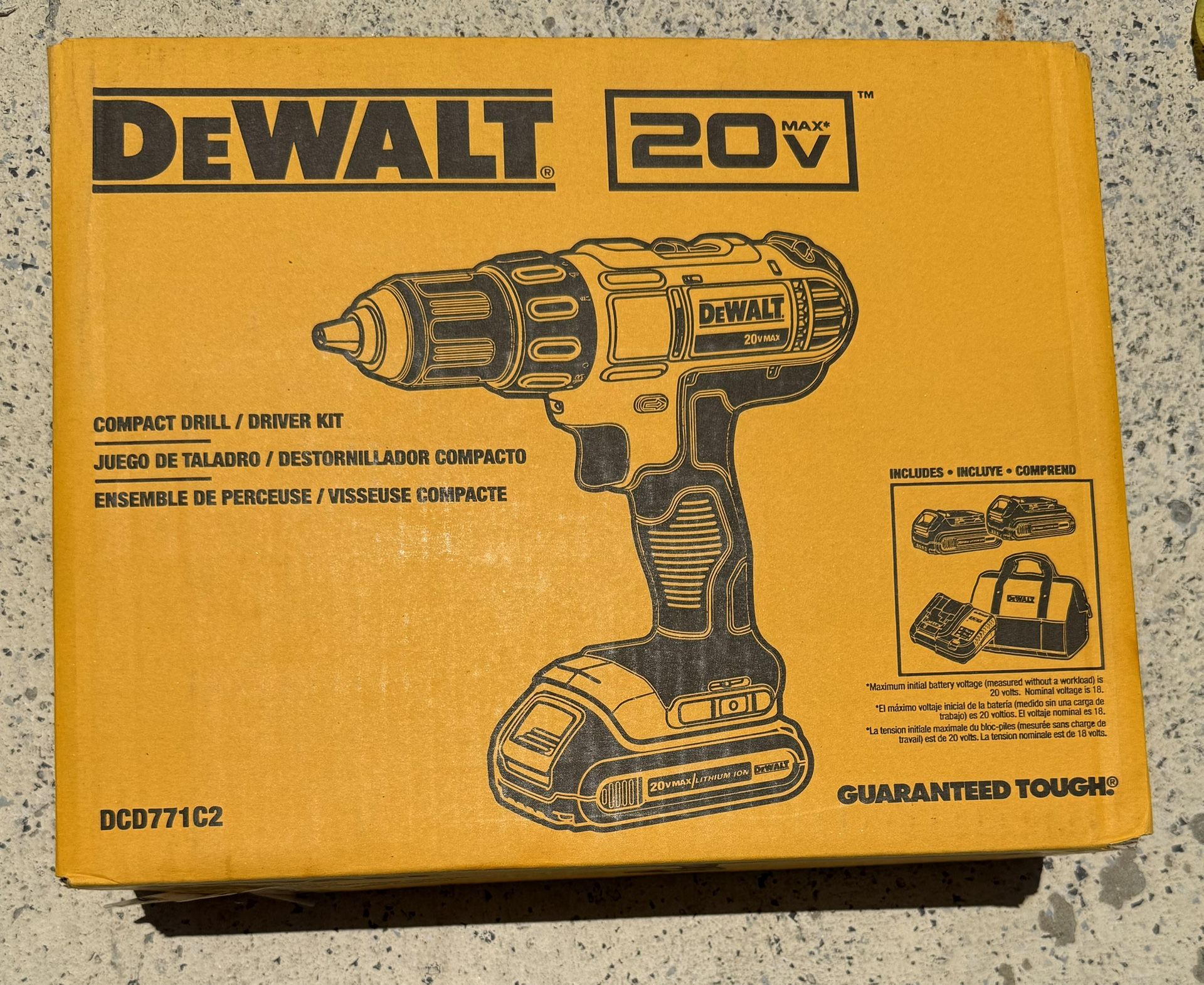 Dewalt DCD771B 20V MAX Cordless Lithium-Ion 1/2 inch Compact Drill Driver - Bare Tool