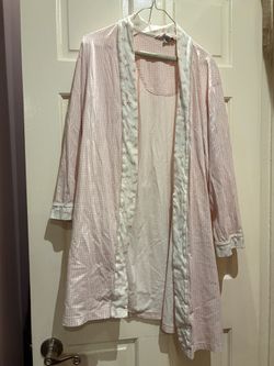 Charter Club Pink Gingham Floral Robe M