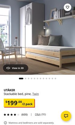 IKEA stackable twin beds- natural pine wood