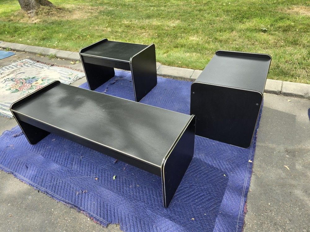 Black and Gold End/Side Tables and Coffee Table Set