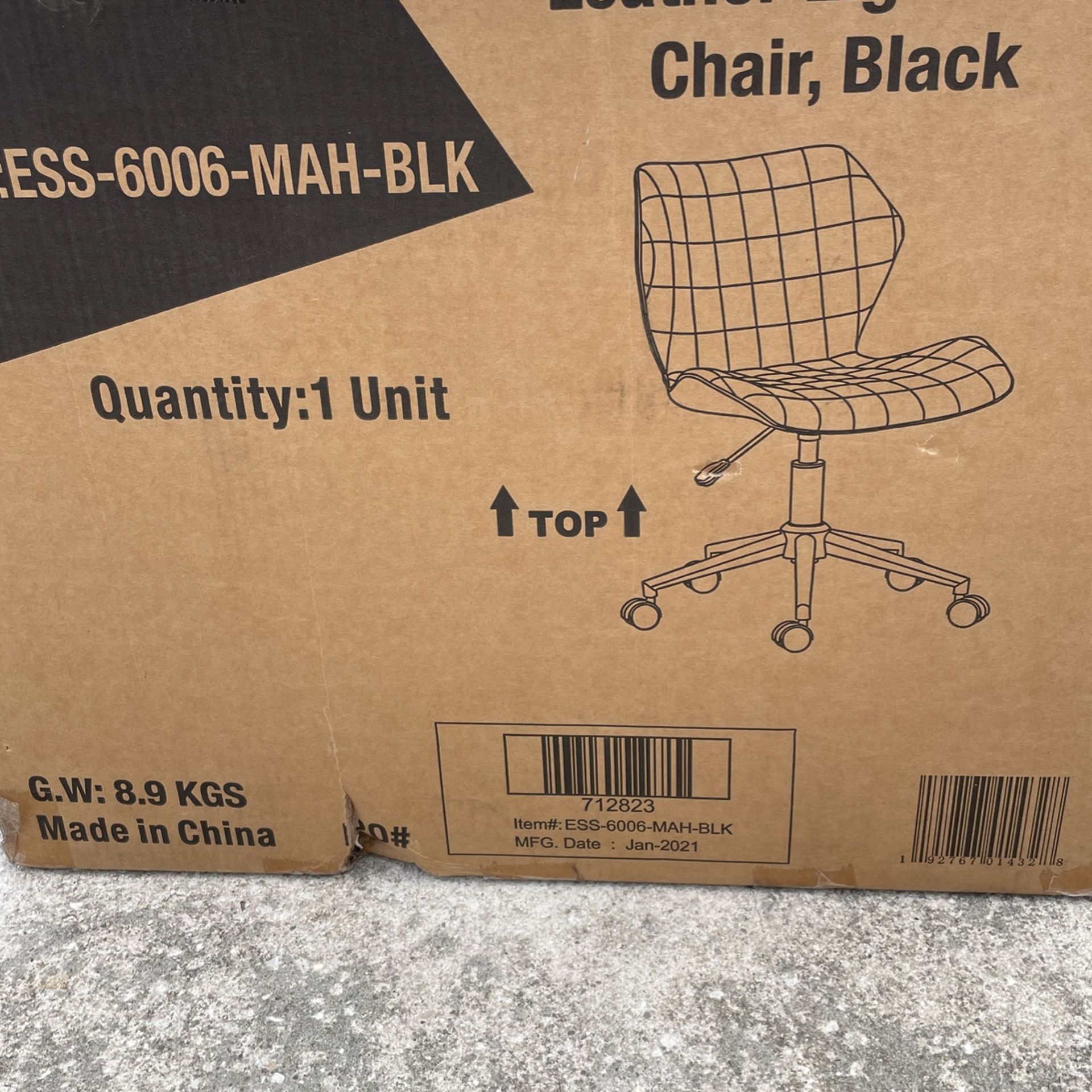 Bonded Leather Task Chair, Office Chair, Black, Ess-6006-Mah-Blk