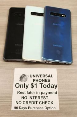 Samsung Galaxy S10+ 128gb  Unlocked, FREE Smartwach/ Headphones. Pay $1 Today Rest in payments. NO CREDIT NEEDED FINANCING