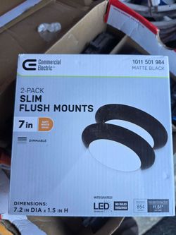 Matte Black Slim LED Flush Mount 854LM 12.5-Watt Soft White 3000K Bedroom Closet Kitchen Lighting 7.2-Inch