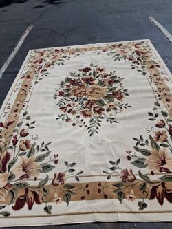 Floral Area Rug Cream and Burgundy