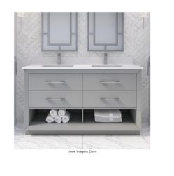 Ikou Inc. Ronaldo 60" Vanity w/ Power Bar & Drawer Organizer