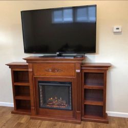 Portable Fireplace with 2 Side Shelves