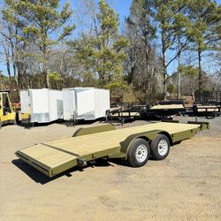 New 7x20 Army Green Premium HD Car Hauler Trailer